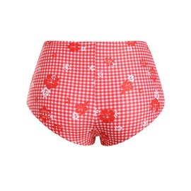 ZAFUL Women's Swim Shorts High Waisted Bow Gingham Floral Print Boyshorts Bathing Suit Swimsuit Bottoms Board Shorts (2-Gingham red, M)