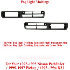 US AUTO PARTS PLUS Front Fog Light Molding Left Driver & Right Passenger Side For 1993-1995 Nissan Pathfinder / 1995-1997 Pickup / 1993-1994 D21 Direct Replacement 6225755G00 6225655G00