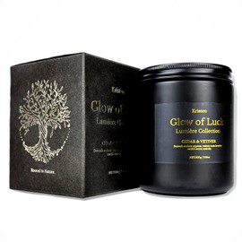 Cedarwood & Vetiver Scented Candle – Luxury Handcrafted Soy Candle, 42H Slow Burning, Black Jar Home Décor, Premium Fragrance Oil, Ideal Candle Gifts for Men/Women