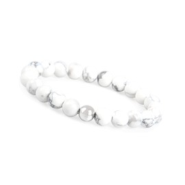 GD GOOD.designs EST. 2015 Pearl Bracelet with Real 8 mm Natural Stones and 925 Real Silver Pearl, Elastic Ball Bracelet for Men and Women, Stone