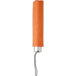 Aluminium pocket umbrella made of 210T polyester, hand opener, aluminium shaft and frame, plastic handle, nylon carrying strap and protective cover (orange), orange, Pocket umbrella