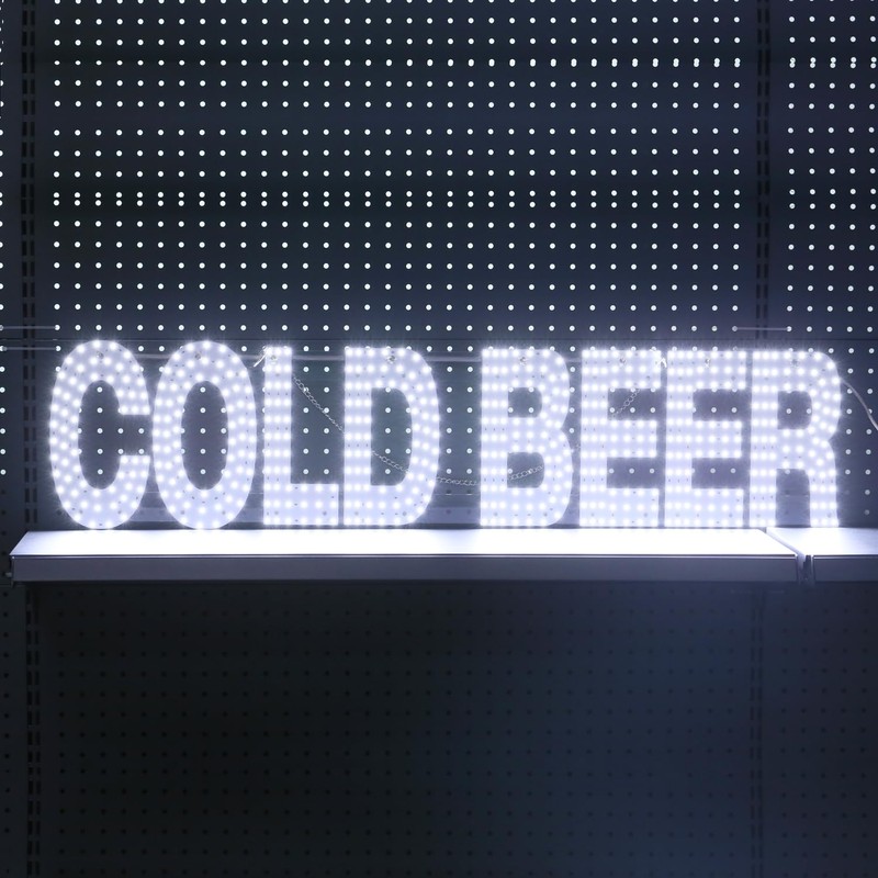 38"x10" Large LED White Cold Beer Sign for Business and