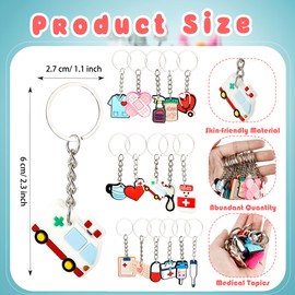 Hoarost 48 Pcs Nurse Keychain Bulk Medical Theme Keyring Cute Mini Nurse Key Chain Accessories for Nurses Week Appreciation Party Supplies Gift Bag Stuffing