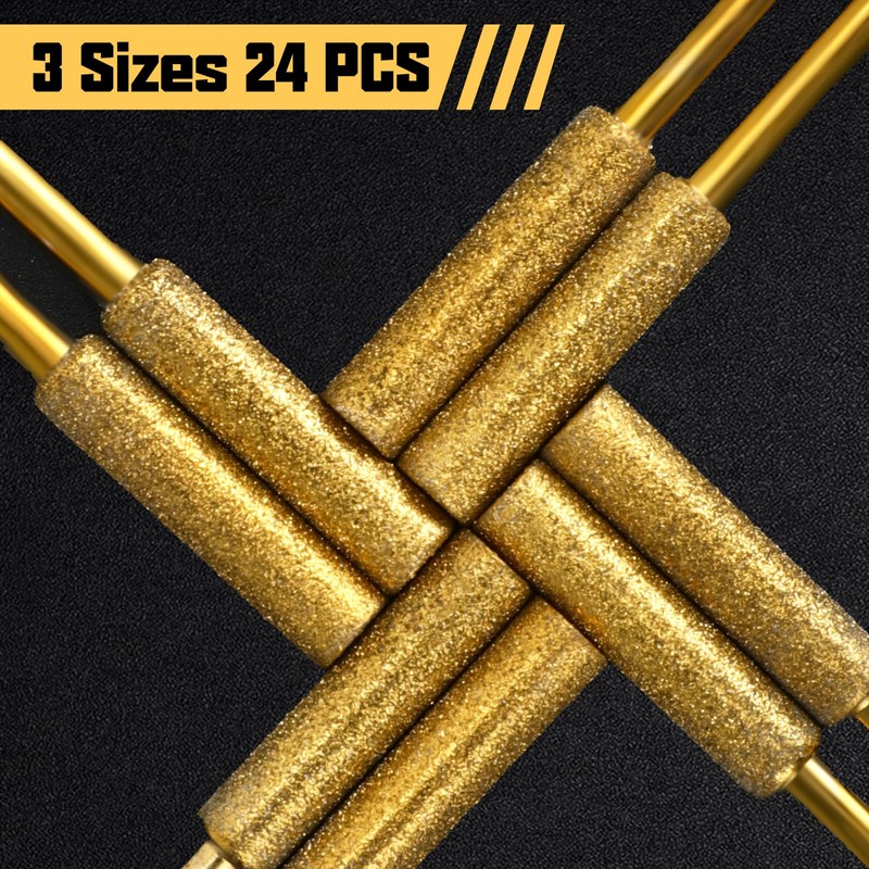 Nooklean 24PCS Diamond Chainsaw Sharpener Bits, 3 Sizes (5/32'', 3/16'',