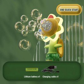 Seven Color Sunflower Shake Head Soap baby Bubbles Swing Light 3 Speed Adjustment Automatic Blowing Handheld seven-color flower Bubble Machine Kids Toys:_Three Speed Mode-3