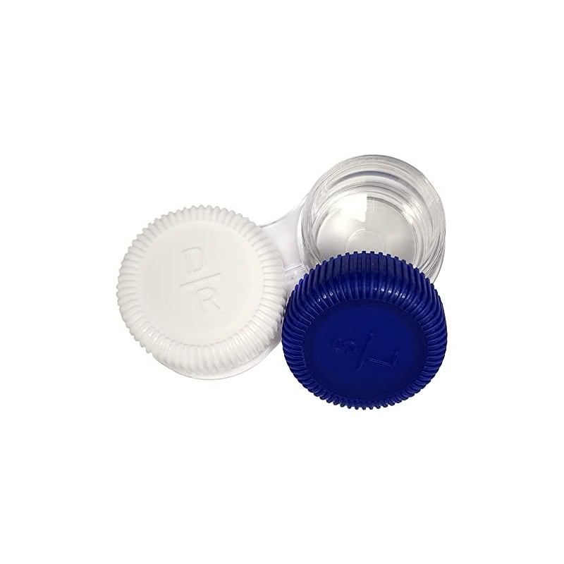 Screw top Contact Lens Cases, Blue/White, 12/Pack