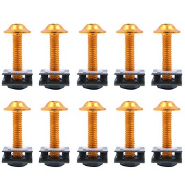 ANCLLO 10Pcs M6 Bolts Aluminum Alloy Head Motorcycle Fastener Clip Screw Spring Nut Kit Golden