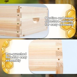 Colingmill Deep Bee Box for 8 Frame Unassembled Hive Box Brood Box, Beekeeping Brood Box with 24 Pcs Screws, Bee Hives Boxes Starter Kit