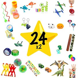 Advent Calendar Filling Set for Children - 24 x 2 Varied Contents - Toys such as Yo-yos and Parachutists as well as Toy Figures in Dino Shapes and Much More