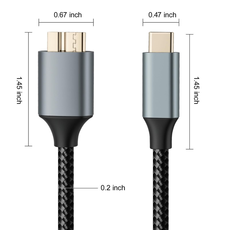 A-Goldnest Micro B to USB C Hard Drive Cables, 3.3FT