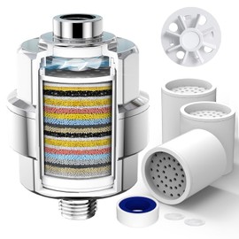 SR SUN RISE 20-Stage Shower Filter-Shower Head Filter for Hard Water, with 3 Replaceable Cartridges, High Output Shower Water Filter for Removing Chlorine and fluoride, Polished Chrome
