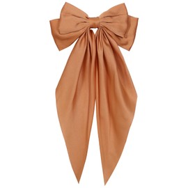 Big Silky Satin Hair Bows for Women Girls,Oversized Long Tail Hair Ribbon Bowknot French Barrettes,Large Metal Hair Clips Hairpins, Fashion Aesthetic Decor Accessories Set Orange