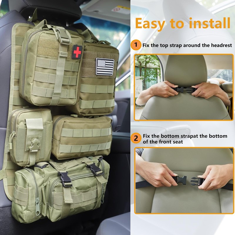 tactical car seat back organizer and storage truck seat covers