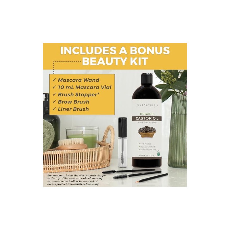 Aceite de Ricino Viva Naturals Orgánico Organic Castor Oil, 16