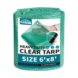 TARPAL 6'x8' Clear Green Tarp Heavy Duty Waterproof 12mil with Grommets or Zip Ties for Small Greenhouse for Outdoors Garden,Farm,Chicken Coops