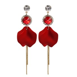 TTPSRY Earrings for Women Girls Elegant Drop Earrings Long Flower Earrings Rose Petal Earrings Hypoallergenic Rhinestone Earrings Gifts Jewellery, Metal