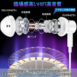 xunbida Earphones, Wired Earphones, Microphone Included, 0.1 inch (3.5 mm) Jack, Magnetic Design, Tangle-Free, In-Ear Type, Earphones Microphone, Volume Adjustment, Call Compatible, Noise Canceling,