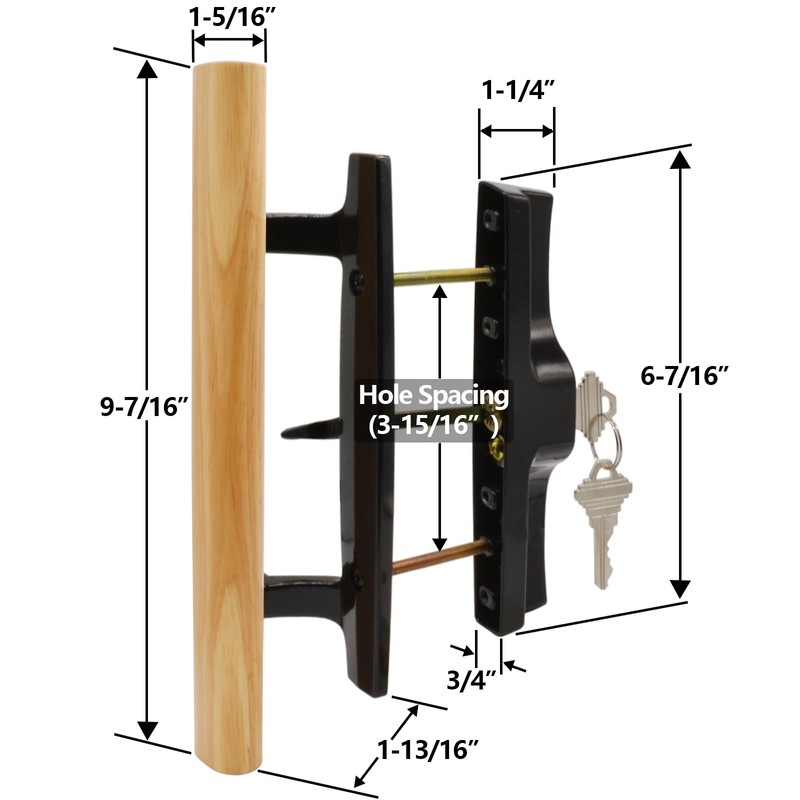TPard Sliding Glass Patio Door Handle Set with Key Cylinder