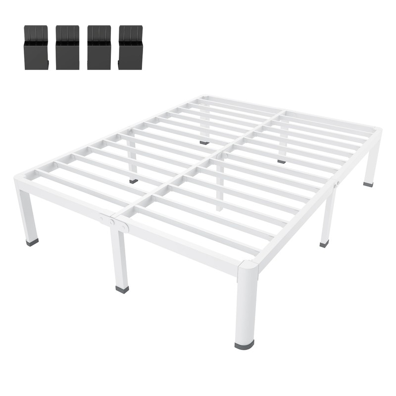 MAF 18 Inch Queen Size Bed Frame White with Round