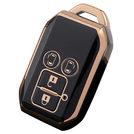 Kinotaka Soft TPU Smart Key Cover for Suzuki Cars, 4 Button Car Remote Key Case, New Spacia/New Spacia Custom, Double Sided Sliding Door Design, Black