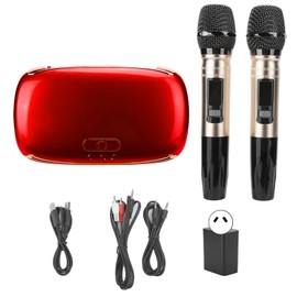 100‑240V K8 USB Karaoke Machine Wireless Bluetooth Sound Card Microphone Home TV Mobile PhoneRed AU Plug
