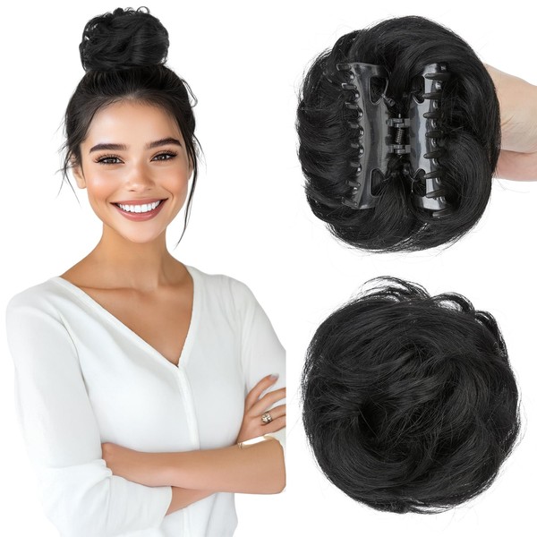 Silk-co Real Hair Pieces with Clip, 42 g Bun Hairpiece,
