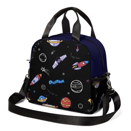 WLRUEZN Space Astronaut Lunch Bag for Girls Boys,Spaceman Lunch Box with Double Zip for Students,Reuseable Astronaut Lunch Tote Kit for School Travel,Work,Camping,Picnic