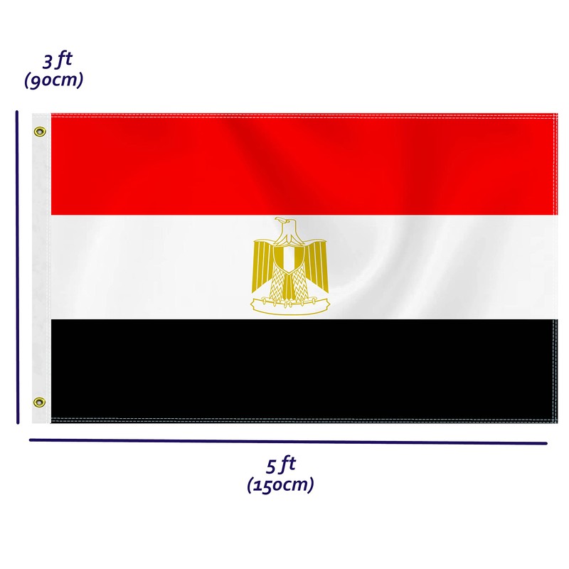 Large Egypt Flag,3x5 FT Egyptian 75D Outdoor Banner,Egyptians Decor for