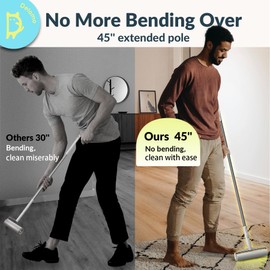 Large Lint Roller - 9.45 in Giant Lint Roller Refill 360 Sheets Total, 45 in Telescopic Pole to Clean without Bending Down, Sticky Rollers for Floor Cleaning Carpets, Cars, Clothing, Pet Hair