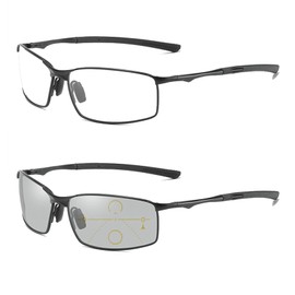 COTIA Progressive Multifocus Reading Glasses Transition Photochromic Sports Square Reader for Men (black, 2, multiplier_x)