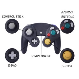 ONE250 2 Pack Classic Shock Joypad Wired Controller, Compatible with Wii NGC Gamecube Game Cube (Black & Red)