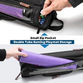 Rexmica Rexmica Playmat Tube Case for 2pcs W14x L24 Playmat, Gaming Playmat Tube Case with Dice Holder for TCG/MTG Playmat, Play Game Mat Tube Storage Case Container with Support Panel and Shoulder Strap