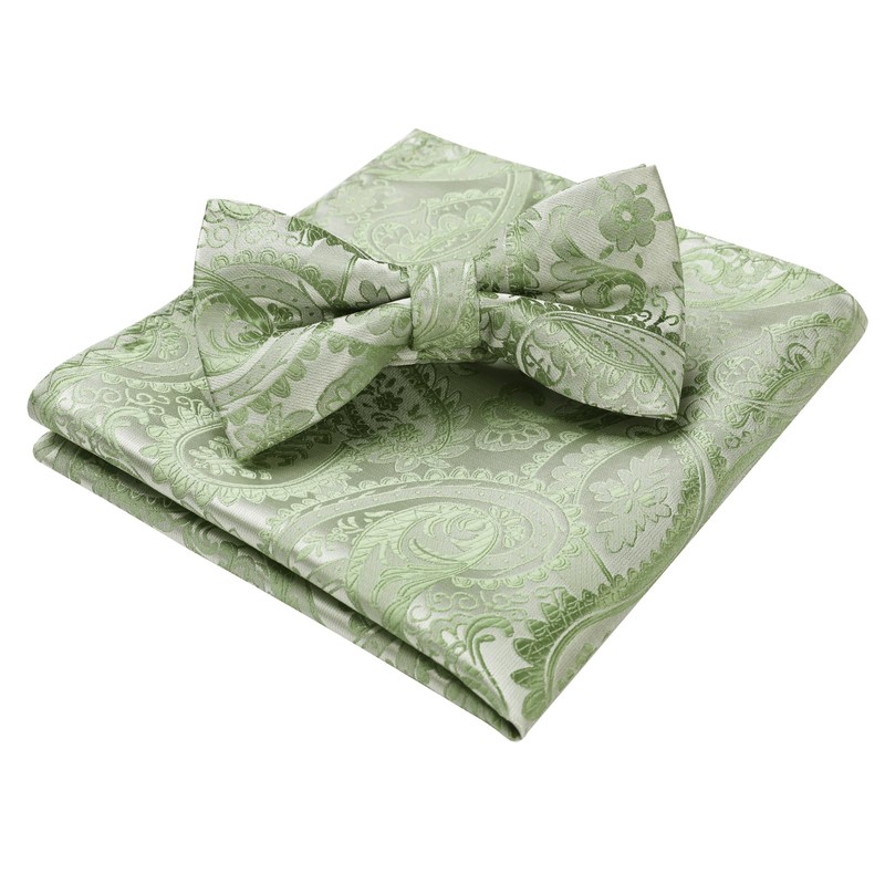 HISDERN Bow Tie with Pocket Square for Men Plain Adjustable