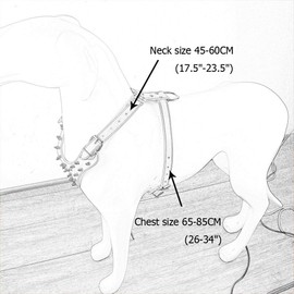 Pimaodog Leather Spiked Studded Harnesses, Collars & Leashes 3Pcs Matching Set for Medium & Large Dogs Pitbull,Mastiff, Boxer, Bull Terrier (Hot Pink, M)