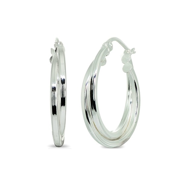 Sterling Silver Two Row Polished Round 25mm Diameter Click-Top 1
