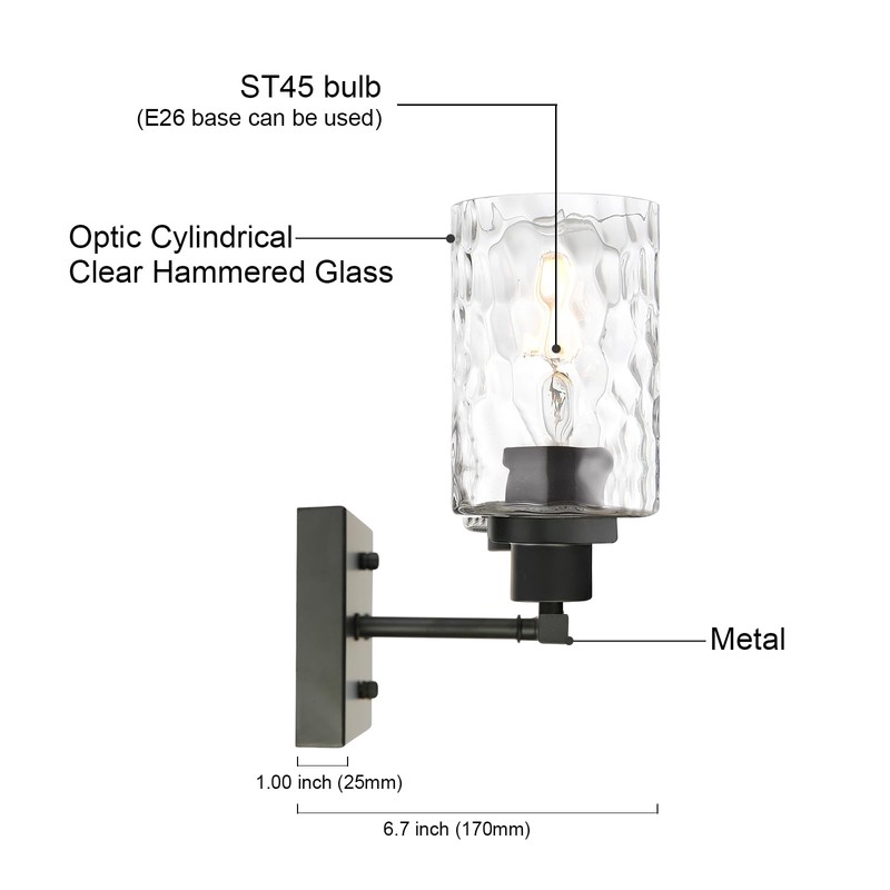 MELUCEE 5-Light Bathroom Lighting Fixtures Over Mirror, Contemporary Black Vanity