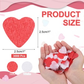 Rebower 3000 Pcs 1 Inch Hearts Paper Confetti Red & White, Colored Tissue Paper Confetti for Wedding, Arts Crafts, Valentine's Day