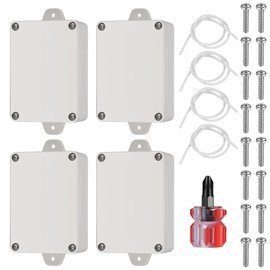 4 Pcs IP65 Waterproof Electronics Project Boxes, Electrical Project Boxes Enclosure Case, Outdoor Cable Connection Junction Box with Fixed Ear, Junction Project Box, with Screwdriver - off-white