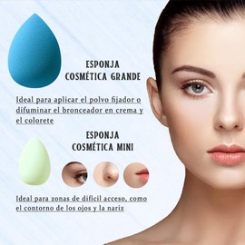 Juego de 15 esponjas de maquillaje,polvo facial, esponjas de maquillaje, mini aplicadores, Mini Esponjas de Maquillaje para polvo suelto de base, base y corrector líquido o en crema (Azul)