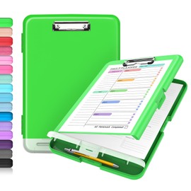 Sooez Clipboard with Storage, High Capacity Nursing Clip Board 8.5 x 11 with Pen Holder & Low Profile Clip, Plastic Clipboards Case Box, Teacher Must Haves School Office Supplies, Letter Size/ A4