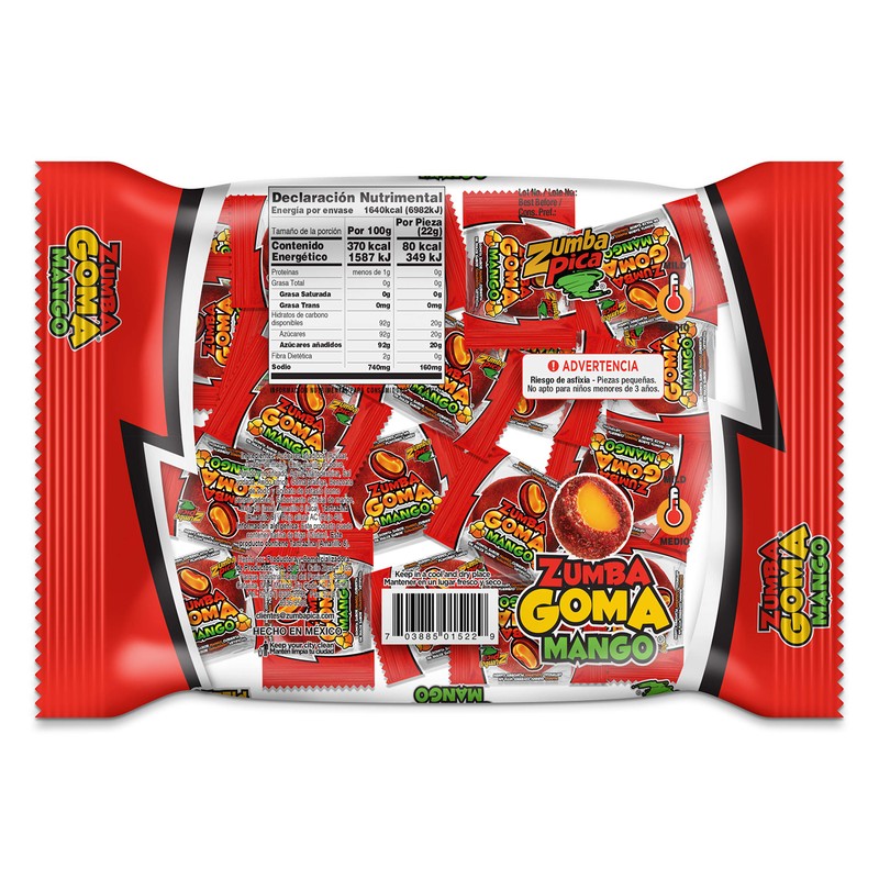 Zumba Goma | Bolsa con 20 Piezas | ZumbaPica (Mango)