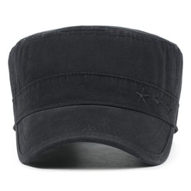 Ruicheng Army Cap Herren Vintage Style Military Flat Cap Baumwolle Baseball Kappe (Grau), 56-60