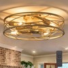 20 Inch Low Profile Caged Ceiling Fan with Light and
