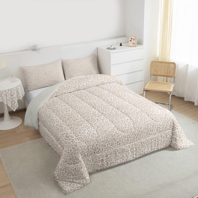 jejeloiu Leopard Print Bedding Set Soft for Boys Girls, Cheetah