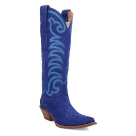 Dingo Womens Movin' On Embroidered Snip Toe Casual Boots Knee High Low Heel 1-2" - Blue - Size 8.5 M