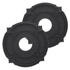 PATIKIL Ceiling Medallion, 2 Pcs 12" OD x 4" ID PU Decorative Ceiling Light Medallion Chandelier Medallion Classical Ceiling Light Cover Plate for Ceiling Light Fixtures Fans, Black