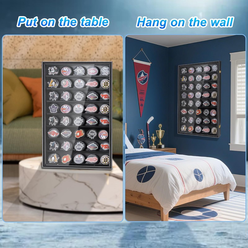 40 Hockey Puck Display Case, Puck Holder Wall Mount ,Hockey