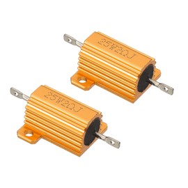 PATIKIL 25W 2 Ohm Aluminum Shell Resistor, 2 Pack Aluminum Housing Resistor Housed Case Wirewound Resistors Screw Tap Power Resistor 5% Tolerance, Golden