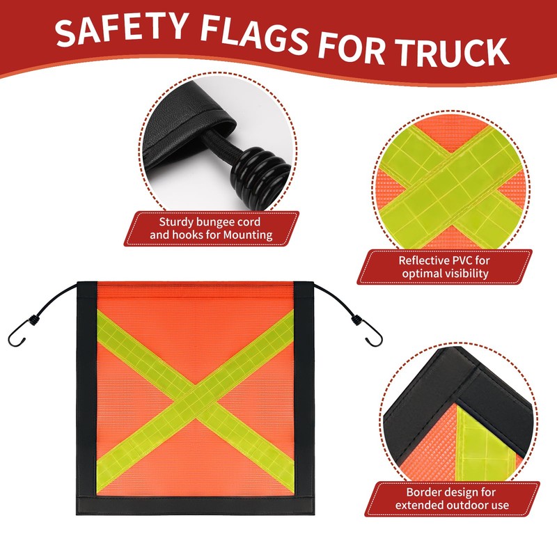 6 Pcs 18" x 18" Safety Flags for Truck with