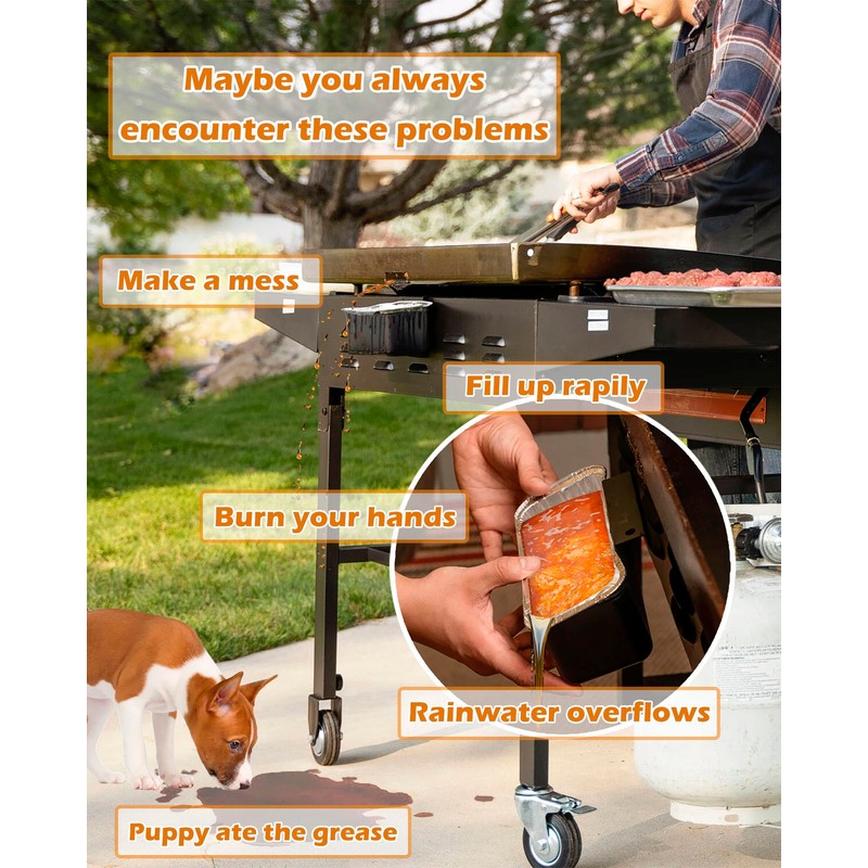 Rear Grease Drainage System for Blackstone Grease Catcher, Upgraded Grease